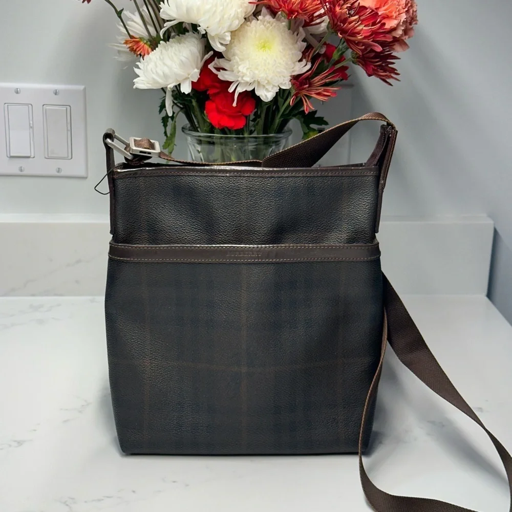 Burberry London Brown Check Crossbody Bag with COA